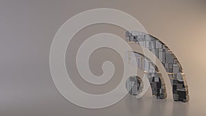 light background 3d rendering symbol of rss icon