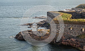 Light beacon under ramparts, Suomenlinna Fortress, Helsinki, Finland