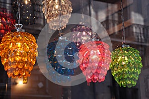 Light beads in window display