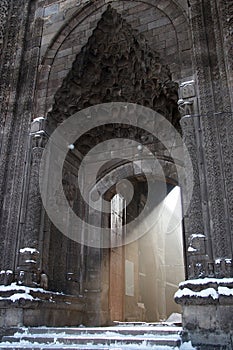 Light beam from the mosque entrance, Erzurum, Turkey