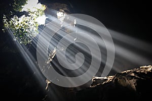 Light Beams in Cave photo