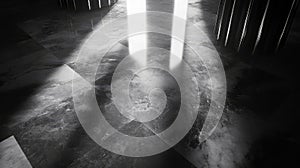 Light beams creating strong contrast on marble floor