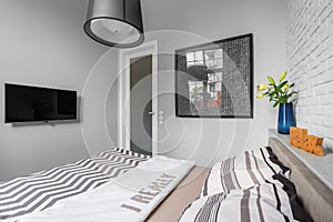 Light bedroom with double bed