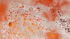 Light beer bubbles in the glass. Closeup