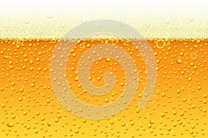 Light beer with foam background. Vector illustration in realistic style for pub and bar menu design, banners and flyers.