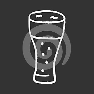 Light beer glass with froth chalk icon. Traditional alcohol beverage, foamy ale, lager pint isolated vector chalkboard