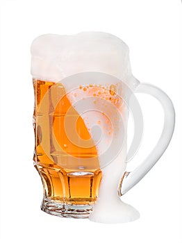 Light Beer in a glass isolated on white background