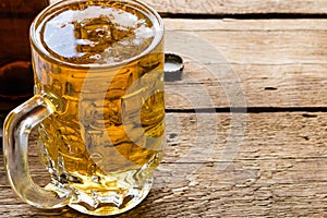 light beer mug and an empty bottle