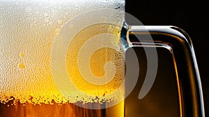 Light Beer Mug with Foam Close Up