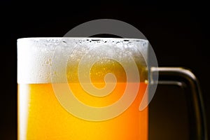 Light Beer Mug with Foam Close Up