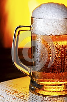 Light Beer Mug with Foam Close Up