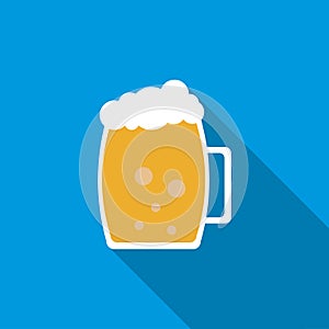 Light beer mug icon, flat style