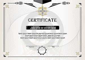 Light beige certificate with black and gold elements