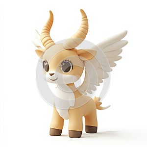 Adorable Cartoon Goat with Wings, 3D Render photo