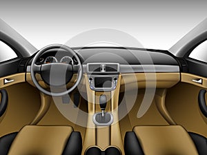Light beige leather car interior