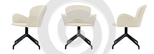 Light Beige leather Swivel Chair photo