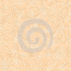 Light beige vector seamless floral background