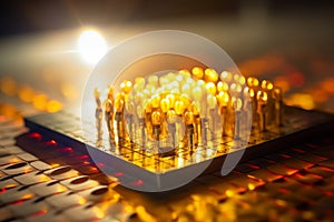 Light being transmitted in the form of small packets of energy quanta. Generative Ai