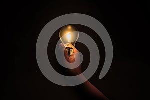 Light blub on black background