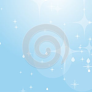 Light blue abstract background with stars and bokeh. Beautiful sky. Simple flat vector illustration.