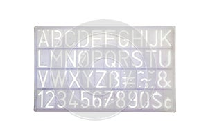 Light blue alphabet stencil lettering PVC plastic ruler template