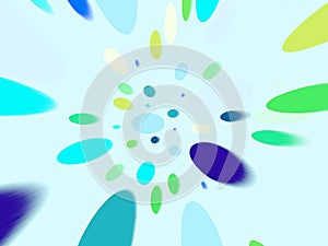 Light blue background with blue, yellow and green ovals