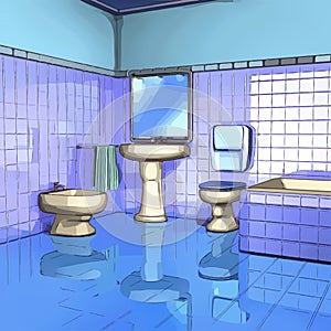 Light blue bathroom interior