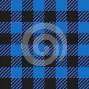 Light Blue and Black Buffalo Check Plaid Seamless Pattern