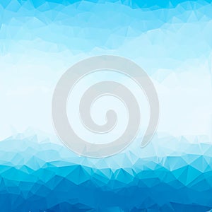 Light blue bright triangle polygon background frame.