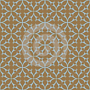Light blue on brown geometric tile thorn circle seamless repeat pattern background