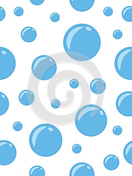 Light blue bubbles water drop on white background seamless patt