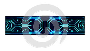 Light Blue Circuit Board Pattern Futuristic Border, vector design Generative AI