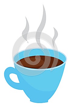 Light blue coffee cup with steaming coffee vector illustration