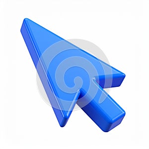 Light blue computer mouse pointer direction arrow icon on transparent background