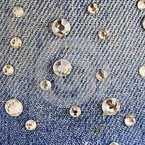 Light-blue denim with blue and silver rhinestones, background