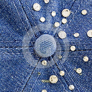 Light-blue denim with blue and silver rhinestones, background