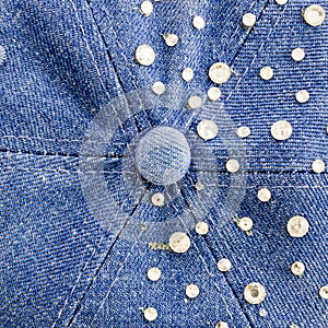 Light-blue denim with blue and silver rhinestones, background