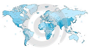 Light blue detailed World map