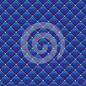 light blue diamond shape upholstery Luxury Background with Golden Buttons