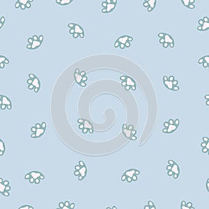 light blue Dog Paws Cat Paws kitten paws vector Seamless Pattern wallpaper on the blue background