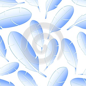 Light blue feathers symbols seamless pattern