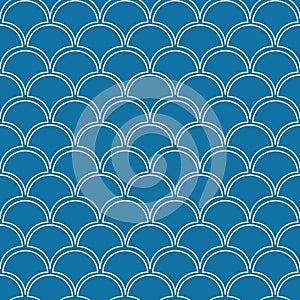 Light blue fish scale seamless vector pattern