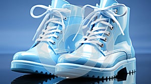 Light blue galoshes on a blue background