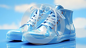 Light blue galoshes on a blue background