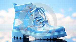 Light blue galoshes on a blue background