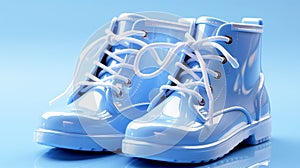 Light blue galoshes on a blue background
