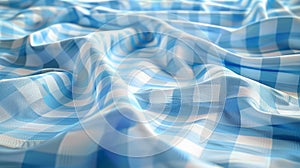 Light blue gingham tablecloth seamless pattern background