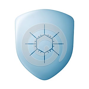 Digital Security Shield Icon with Microchip Processor Symbol Technology Concept