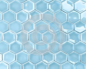 Seamless Blue Hexagonal Tile Pattern Background.