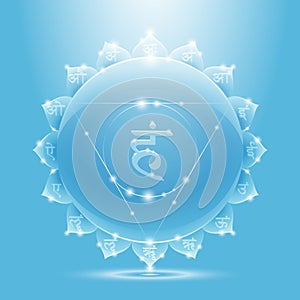 Light blue glossy vishuddha chakra banner